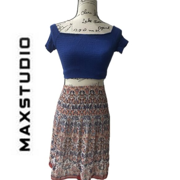 MAX STUDIO SKIRT RUFFLE ASYMMETRICAL BOHO SKIRT SIZE MEDIUM - Picture 1 of 16